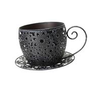 Fenteer Pot Fleurs en Forme Tasse à thé Creuse et sculptée, Centre Table décoratif pour Patio, Jardin, Mariage, Anniversaire, été, Noir
