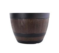 Fenteer Pots de Fleurs, Tonneau de Bois Sculpture Cache-Pot, Résine Flowerpot Creative Vase de Fleurs, Statue Extérieur Pot, Accessoires de Décoration