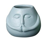 Fenteer Potte Créative pour Fleurs, Pot en Céramique pour Intérieur et Extérieur, Bleu Clair