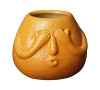 Fenteer Potte Créative pour Fleurs, Pot en Céramique pour Intérieur et Extérieur, Jaune