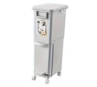 Fenteer Poubelle de Cuisine Corbeille à Déchets Ménagers sur Roues Seau Amovible avec Couvercle Système de Tri Pression et Pédale Conçue En PP Renforcé Convie, 29l 2 Couches