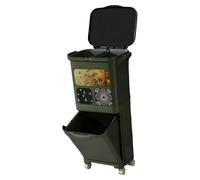 Fenteer Poubelle de Cuisine Tri Sélectif Roulettes Conteneur Mobile Grande Capacité Compartiment Pull-out Couvercle PP Convient à Maison Hôtel Cuisine, Vert