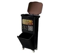 Fenteer Poubelle de Cuisine Tri Sélectif Roulettes Conteneur Mobile Grande Capacité Compartiment Pull-out Couvercle PP Convient à Maison Hôtel Cuisine, Noir