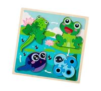 Fenteer Puzzle en Bois Jeu Interactif Jouet de Motricité Fine Plateau d'apprentissage de La Nature Représentant Les Étapes de Croissance Approprié, Grenouille