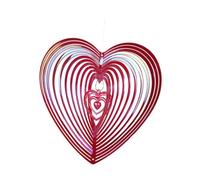 Fenteer Répulsif à Oiseaux Carillon à Vent Sculpture Murale Décoration Suspendue en Forme de Cœur à Haute Réflectivité Adapté pour Jardin Terrasse et Balcon, Rouge