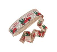 Fenteer Ruban de Noël Orné de Motifs Classiques Bord Rigide avec Fil Métallique Accessoire pour Emballage de Cadeaux Décoration de Couronne Adapté pour Créati, 5m