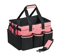 Fenteer Sac de Rangement pour Produits de Nettoyage Fourre-tout de Ménage et Sacoche à Outils En Polyester avec Séparateurs Amovibles Adapté pour La Cuisine, Rose
