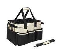 Fenteer Sac de Rangement pour Produits de Nettoyage Fourre-tout de Ménage et Sacoche à Outils En Polyester avec Séparateurs Amovibles Adapté pour La Cuisine, Blanc