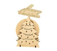 Fenteer Sapin de Noël Décoration de Table Figurine Artisanale Centre de Fête En Bois Gravé avec Lignes Fluides Adapté pour Manteau de Cheminée et Rebord de F, Lettre