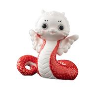 Fenteer Sculpture En Céramique Serpent pour Le Nouvel An Chinois, Ornement de Table Fait Main, Rouge