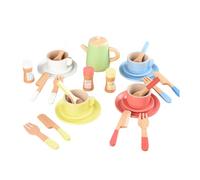 Fenteer Service à Thé En Bois Jouet Éducatif Ensemble pour Goûter Dinette Complète Accessoires Ludiques Développant Les Compétences Sociales Adapté pour L'Ap, Style C