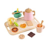 Fenteer Service à Thé En Bois Jouet Éducatif Ensemble pour Goûter Dinette Complète Accessoires Ludiques Développant Les Compétences Sociales Adapté pour L'Ap, Style A