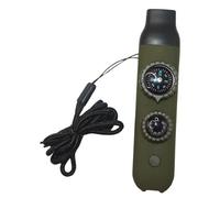 Fenteer Sifflet d'urgence Multifonction Légère avec Boussole Thermomètre Lampe Loupe Réflecteur et Dragonne Pratique Convient pour Adultes Randonnée Escalade, Vert