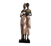 Fenteer Statue Africaine Sculpture de Dame Figurine Ethnique Ornement D'Étagère Représentant Une Dame avec Coiffe Exotique Approprié pour Le Salon La, Couple