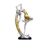 Fenteer Statue de Danseuse Statuette de Fille de Ballet Figurine Artistique Sculpture Moderne et Décoration D'Intérieur En Résine Adaptée pour Une Étagère à L, or