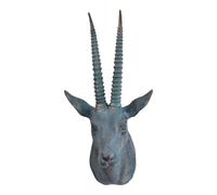 Fenteer Statue Tête D'Antilope Décoration Murale Sculpture Tête D'Animal Ornement Figurine Résine Artistique Adaptée Salon Entrée Chambre Bureau, Bleu