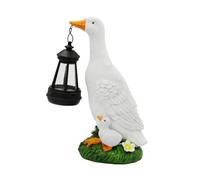 Fenteer Statuette canard solaire lumineuse avec éclairage solaire extérieur, sculpture en résine, décoration jardin pour balcon, terrasse, jardin ou, 16 X 12 X 25 Cm