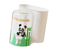 Fenteer Support Brosse à Dents Cartoon Porte Brosse Organisateur Rangement Dentifrice Porte-gobelet Multifonction Matériau Résistant Installation Facile, Blanc