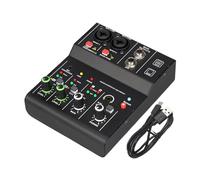 Fenteer Table de Mixage Appareil de Mixage D'Enregistrement Mélangeur Audio USB Mixeur Portable En Métal Adapté pour Composition Musicale et Jeu Vidéo, Noir