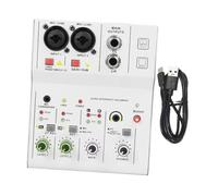 Fenteer Table de Mixage Appareil de Mixage D'Enregistrement Mélangeur Audio USB Mixeur Portable En Métal Adapté pour Composition Musicale et Jeu Vidéo, Blanc