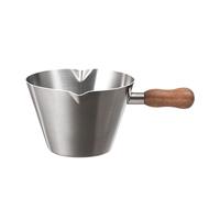 Fenteer Tasse à Espresso Pichet de Mesure En Acier Inoxydable Gobelet Gradué avec Poignée Bois Confortable Double Bec Verseur Pratique Accessoire Multifoncti, Argent