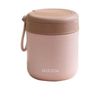 Fenteer Tasse à Soupe Isotherme Récipient Alimentaire Boîte à Lunch En Acier Inoxydable avec Cuillère Pliante Intégrée Adapté pour Le Bureau et L'École, Rose