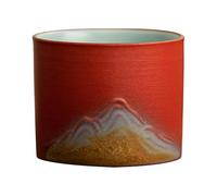 Fenteer Tasse à thé en céramique Tasse à thé Kung Fu Motif abstrait Tasse à thé traditionnelle chinoise Yerba Mate Tasse à café pour le saké Café Espresso, Rouge