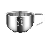 Fenteer Tasse Eau En Acier Inoxydable avec Anse Mug Café Thé Réutilisable Pratique Gobelet Boisson pour Enfants et Adultes Adapté à L'École Maternelle Maison, Lapin