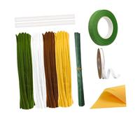 Fenteer Tiges Chenille Kit de Bricolage -pipes pour Fabrication de Fleurs Matériel D'Artisanat Flexible et Approprié pour La Décoration de Fêtes, Jaune