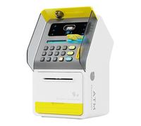 Fenteer Tirelire ATM à défilement automatique, simulation de machine ATM à reconnaissance faciale, banque pour enfants, jouet d'épargne ATM, Jaune