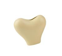 Fenteer Vase en céramique en Forme de cœur, Composition Florale Moderne et Originale, Centre de Table, Vase à Fleurs pour Cuisine, cheminée ou entrée, Jaune