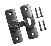 Fenteer Verrou de Porte Targette de Sécurité Loquet de Grange et Serrure D'Angle En Alliage de Zinc Résistant à L'Humidité Adapté pour Porte Coulissante Port, Noir