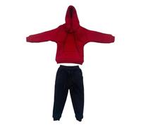 Fenteer Vêtements miniatures pour figurines articulées à l'échelle 1/12 : pantalon à capuche, sweat-shirt et pantalon de survêtement, Rouge Noir