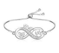 Fenthring Bracelet éléphant en argent sterling S925 avec cœur et infini pour femme, maman, réglable
