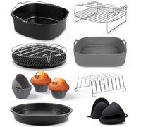 Fentic Accessoires Air Fryer - 19 pièces - Convient aux friteuses à air XL et XXL, Philips, Cosori 5,5L, Ninja, Cecotec, Tefal, Princess - Avec Moule Silicone et livre de recettes électronique