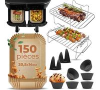 Fentic Accessoires Air Fryer- Accessoire Air Fryer Ninja - Compatible avec Ninja Foodi Max Dual Zone AF300EU AF400EU - 7,6L à 9,5L - Inclus Papier Cuisson et Livre de Recettes Électronique