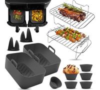 Fentic Accessoires pour friteuse à air chaud - Convient pour Ninja Foodi Max Dual Zone AF300EU AF400EU - De 7,6L à 9,5L - Moule en silicone et livre de recettes électroniques inclus