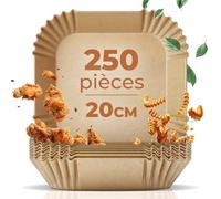 Fentic Airfryer Papier Cuisson, 250 pièces, 20x20cm Papier Cuisson avant La Friteuse à Air Chaud, Convient pour Philips 4,1L, Cosori 4.7L, Ninja 4.7L, Tefal 4.2L, Cecotec 2.5L, Air Fryer Accessories