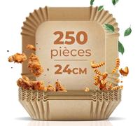 Fentic Airfryer Papier Cuisson, 250 pièces, 24x24cm Papier Cuisson avant La Friteuse à Air Chaud, Convient pour Philips 6,2L, Cosori 5.5L, Ninja 5.2L, Tefal 5.6L, Cecotec 5.5L, Air Fryer Accessories
