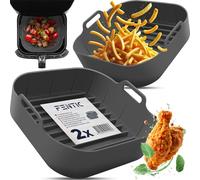 Fentic Moule Air Fryer - 2 Piéces Moule Silicone Air Fryer - 20,5 cm - Réutilisable - Accessoires Air Fryer pour Moulinex, Philips, Cosori, Ninja, Cecotec, Tefal, Princess - Gris