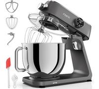 Fentic Robot Pâtissier 1800W, 7L Bol mélangeur en acier inoxydable, Robot de Cuisine avec Boîtier en Aluminium, Avec fouet, Crochet pétrisseur et Batteur Plat et Accessoires