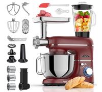 Fentic Robot Pâtissier 6-en-1 – Pétrin, Mixeur, Food Processor, Hachoir à Viande, Coupe-Légumes, 2000W, Bol en Acier Inox 6,2L