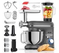 Fentic Robot Pâtissier 6-en-1 – Pétrin, Mixeur, Food Processor, Hachoir à Viande, Coupe-Légumes, 2000W, Bol en Acier Inox 6,2L
