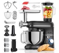 Fentic Robot Pâtissier 6-en-1 – Pétrin, Mixeur, Food Processor, Hachoir à Viande, Coupe-Légumes, 2000W, Bol en Acier Inox 6,2L
