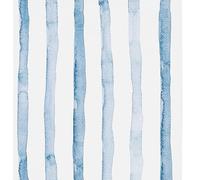 FENTIS Bleu Effet de Larges Rayures Papier Peint Autocollant Blanc Peel and Stick Papier de Contact Plastique à dos Collant Film Vinyle Autocollant Mural Rouleaux pour Cuisine Lavable 44.5x300cm