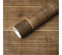 FENTIS Panneau en Bois Papier Peint Autocollant Marron Décoller et Coller Papier Adhésif Amovible Imperméable Aspect Planches Revêtement en Vinyle Rouleau pour Porte Salle de Bain Cuisine 44,5x500cm