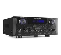Fenton AV430B Amplificateur Audio HiFi 600 Watts - Noir, Streaming Bluetooth, Radio FM, Fonction MP3, Lecteur SD/USB, Karaoké, 2 Entrées Microphones, Idéal pour Vos Soirées Karaoké
