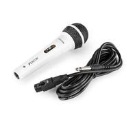 Fenton DM100W Microphone Dynamique - Microphone Filaire, Blanc, Cordon de 3 Mètres, Jack 6,35mm Male, Interrupteur Marche/Arrêt - Impédance : 600 Ohms