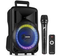 Fenton FT08LED MK2 Enceinte Soirée Bluetooth LEDs Bluetooth avec Batterie Intégrée - 300 Watts, Micro UHF Inclus, Modes Lumineux, 8 Pouces, Une Enceinte Nomade Idéale pour Animer Vos Soirées