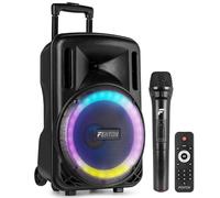 Fenton FT10LED MK2 Enceinte Soirée BT 450W LED 10" Batterie Intégrée | Animation Musicale pour Soirées et Karaoké, Effets LED Dynamiques, Transport Facile avec Batterie Intégrée pour Usage Nomade